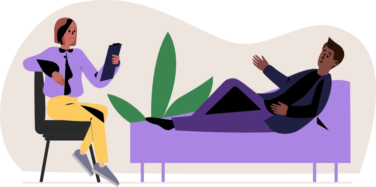 A depiction of a therapy session